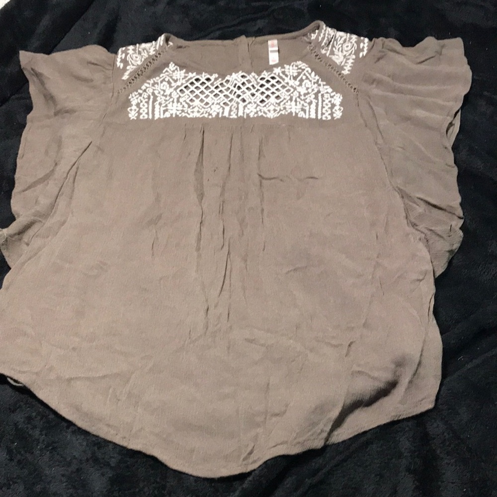 Grey top with white lace fronting